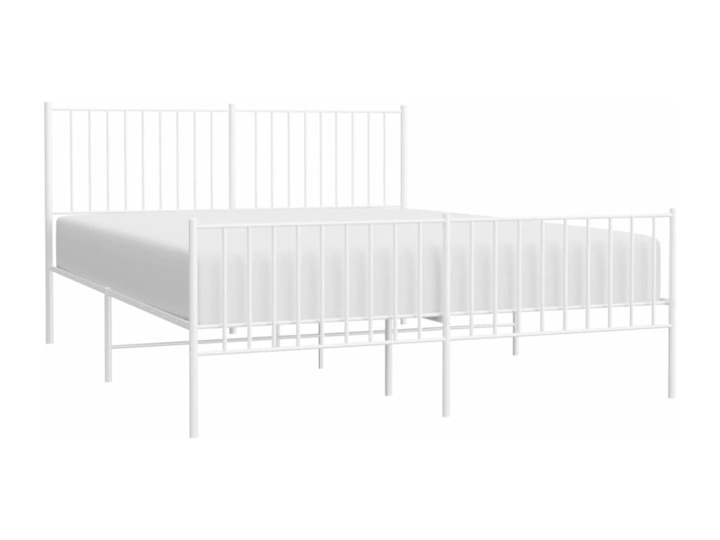 Metal bed frame with white headboard/footboard 160x200cm CAQC72386