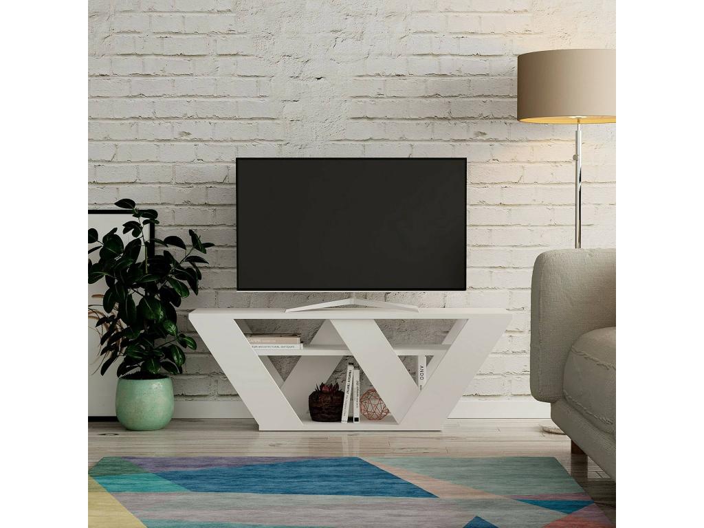 Pegasus TV Stand, Living Room Sideboard, Low TV Cabinet, Wall-Mounted Storage Base, 110x30x40 cm, White HSAF94894