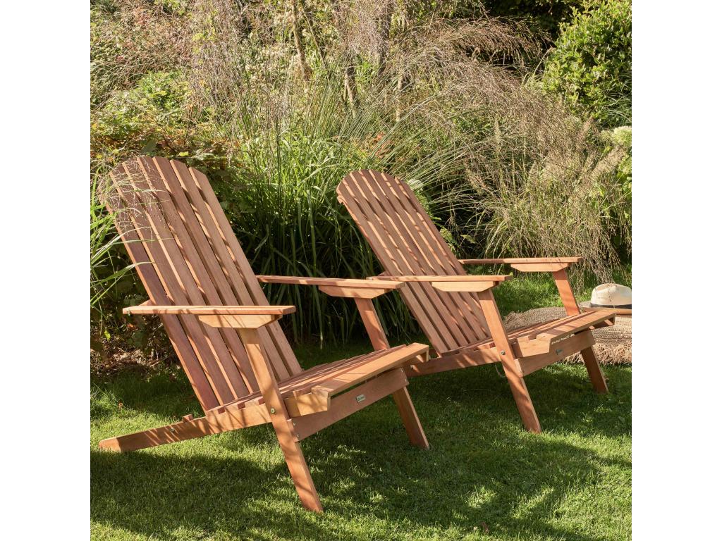 Set of 2 folding eucalyptus wood armchairs OACM10587