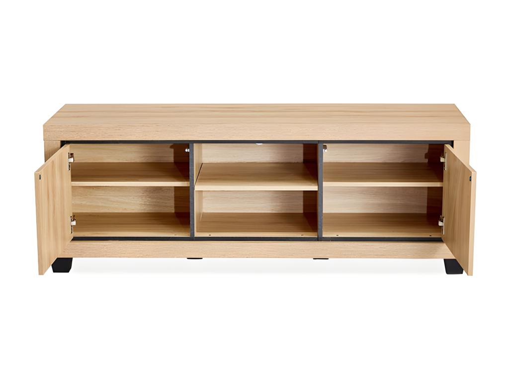 Nice Lysvia Oak and Black TV Stand with 2 Doors and 2 Shelves DVOP94103