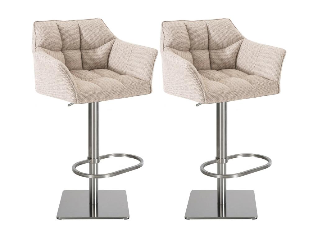 Set of 2 Bar Stools - Fabric / Metal - Ivory - Lysvia KZWP59584