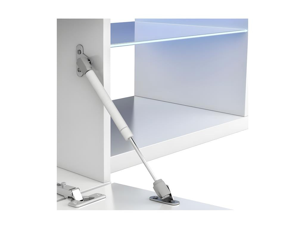 TV stand with 1 door and LED lighting, white - Lysvia - W 150 x D 41 x H 43 cm BEGP12434