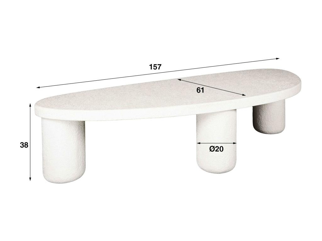 Elariva UOQQ94876 White Pebble-Shaped Composite Marble Coffee Table