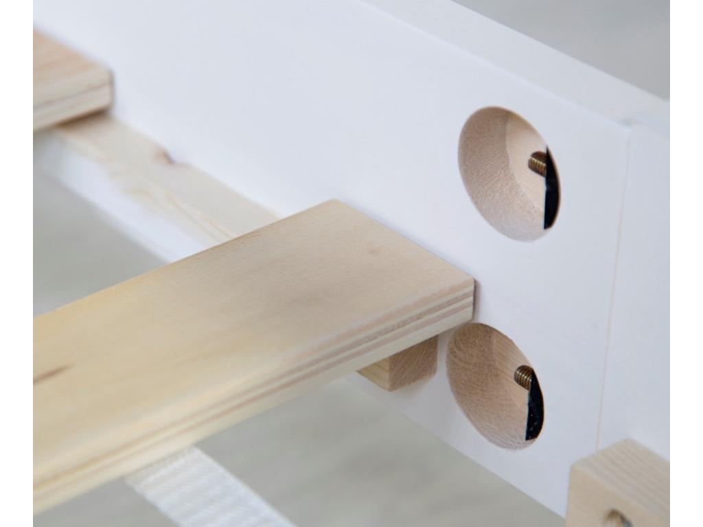 White wooden double bed for 2 people, 204x164x66 cm, bed06160 WMCO61955