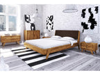 RETRO - Bed with upholstered headboard 100x200 in natural oiled wild oak TEVT12154
