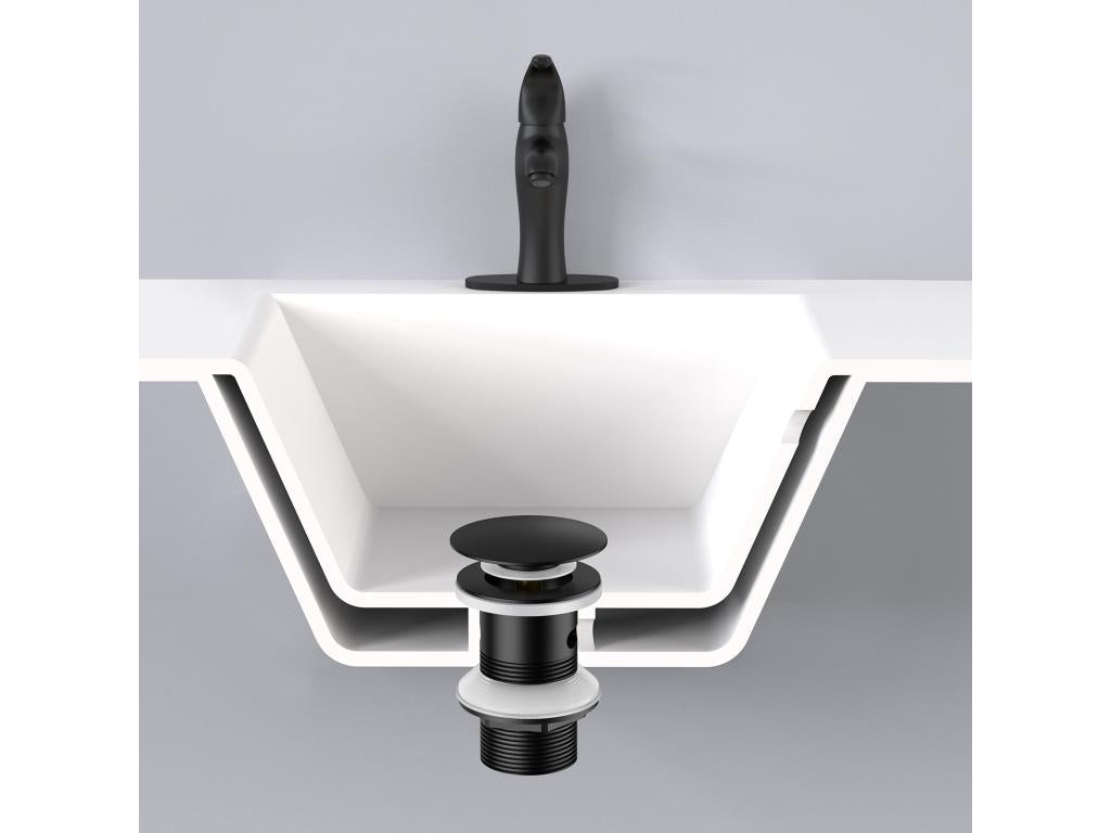 Lysvia Modern Black Bathroom Sink Mixer Tap with Pop-up Waste and Automatic Overflow, Universal XIBM67256