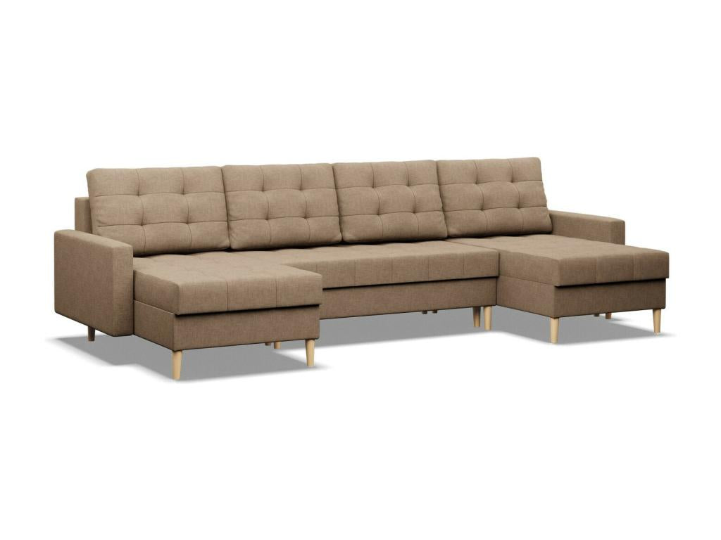 U-shaped corner sofa with sleeping function and 2 chaise longues, Brown ALEC08240