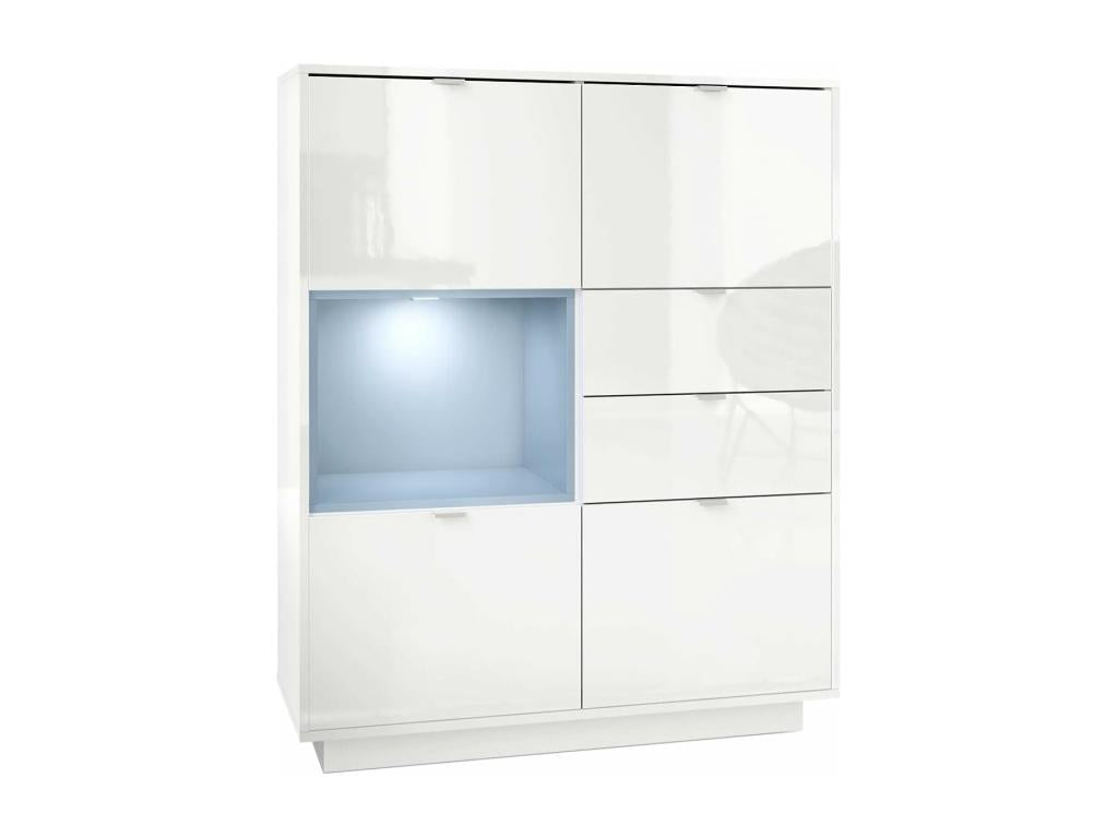 White Lacquered Buffet with Matte Denim Insert and LED Lighting, 123x103x38 cm, CTSS71927
