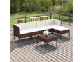 6-piece garden furniture set with cushions, brown woven resin, ALZH23300