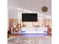 Modern glossy TV unit 170x38x36cm with glass partitions and variable LED lighting, natural and rustic style, white TZYD82806