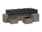 7-piece garden furniture set with cushions, light grey woven resin VPGO25369