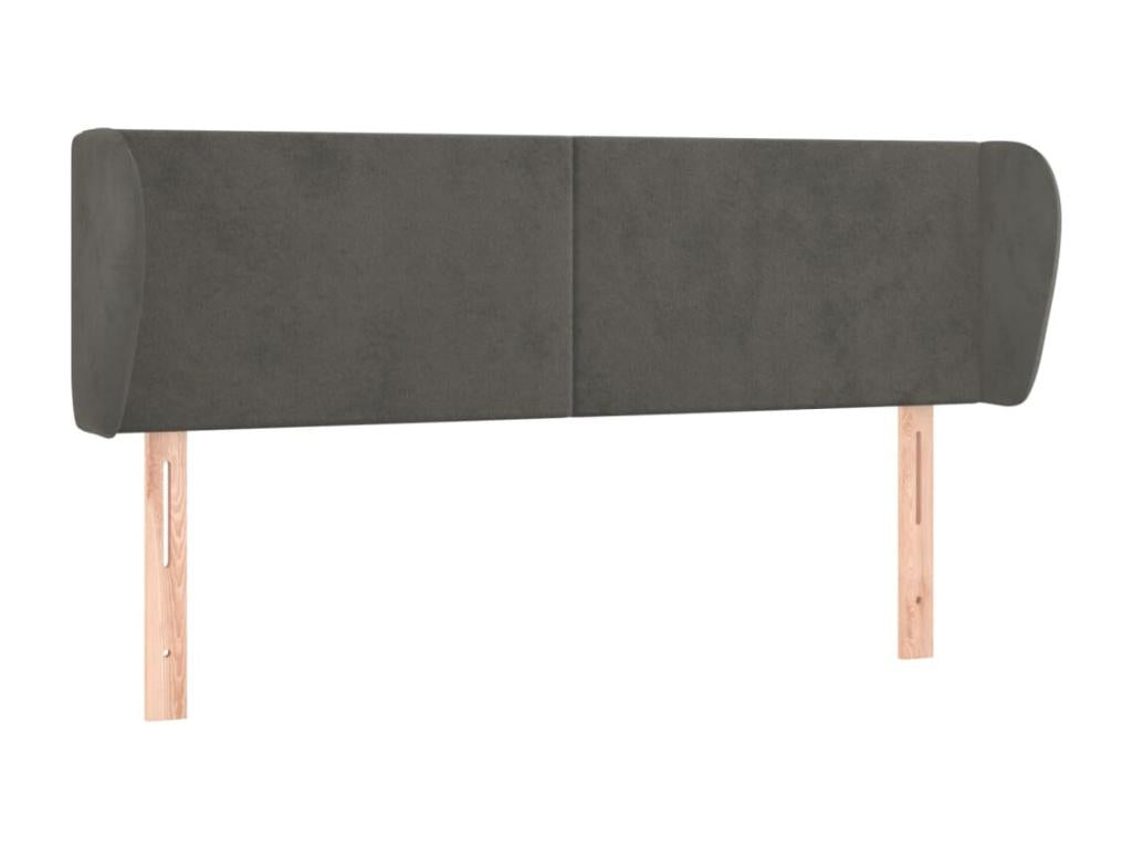 Headboard with wings, Dark Grey, 147x23x78/88 cm, Velvet, ZBDE81595