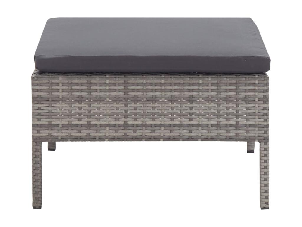 5-piece garden furniture set with cushions, grey woven resin, UTZK02459