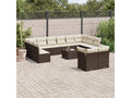 Garden furniture set with cushions, 13 pieces, brown woven resin, WYEZ16526