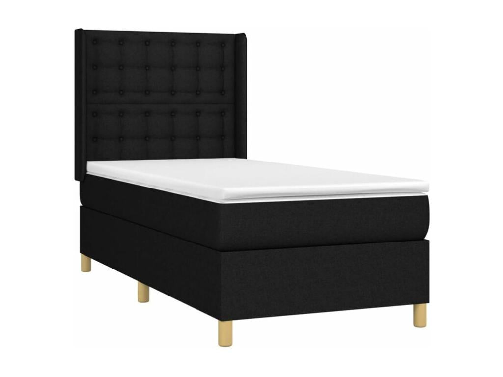 Bed base with mattress, black, 90x190 cm, fabric, BJFV85958