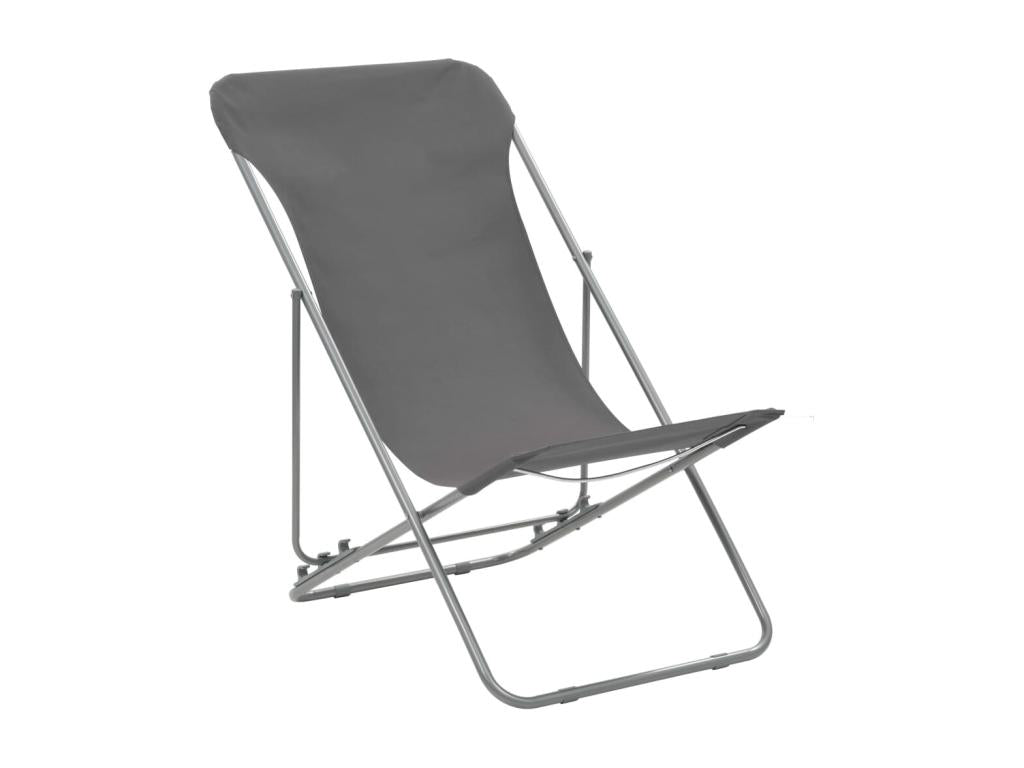 Lysvia Folding Beach Chairs, 2 Pieces, Steel and Fabric, Grey, WLLO52154