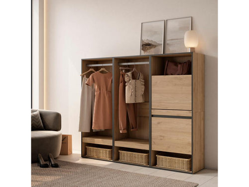 Open wardrobe 180x35x145 cm Bedroom Shoe Cabinet Oak WSHO75003