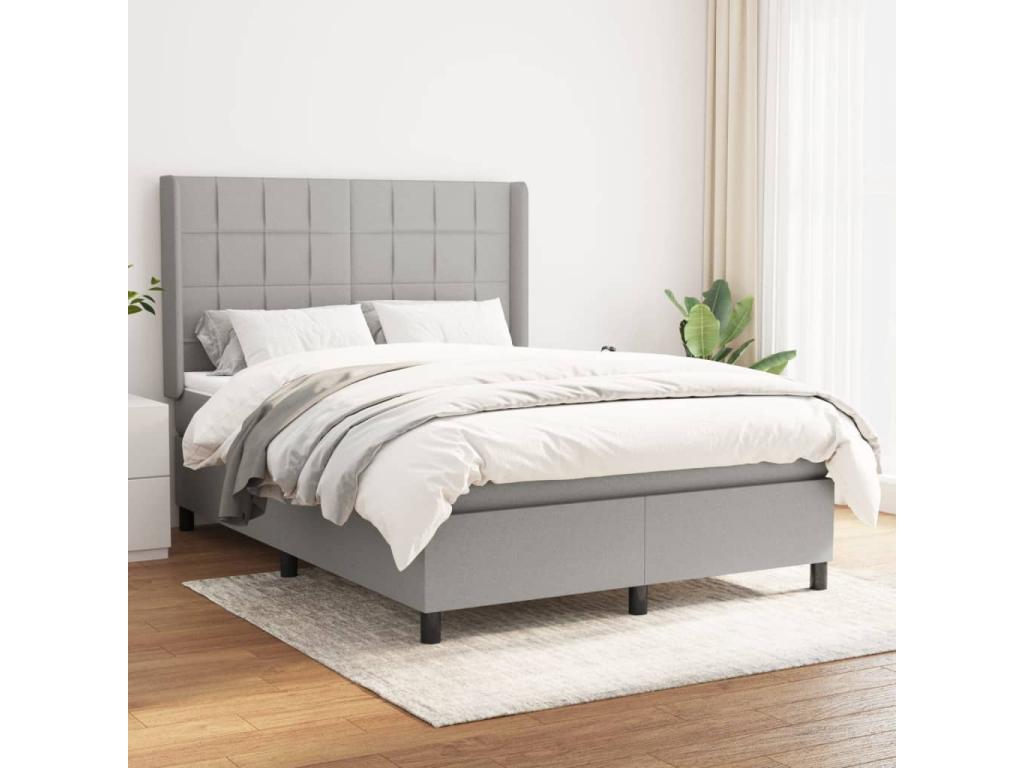 Bed base with mattress, light grey, 140x200cm, fabric OQGG50955