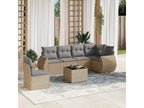 Garden furniture set with cushions, 7 pieces, beige woven resin, SUEM18442