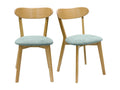 Vintage chairs in light oak wood and celadon green velvet-effect fabric, set of 2 DOVE NFOJ60081