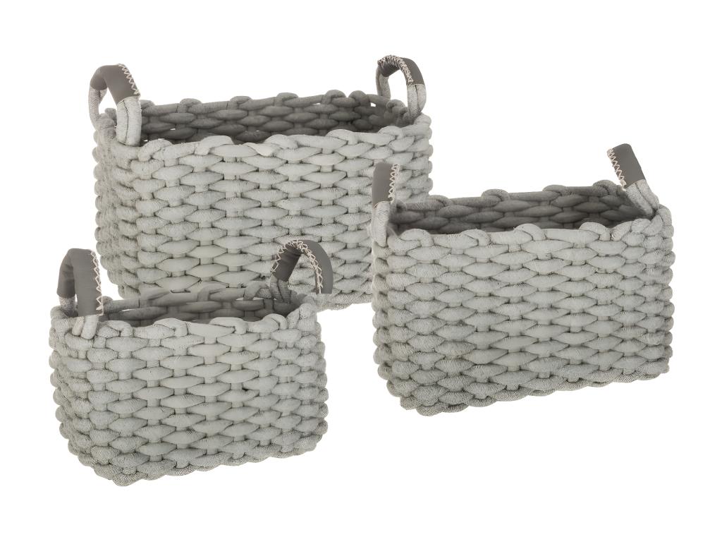 Set of 3 rectangular cotton storage baskets SORG28042