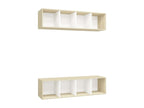 2-piece wall-mounted TV unit, white and oak engineered wood, HZDZ61461