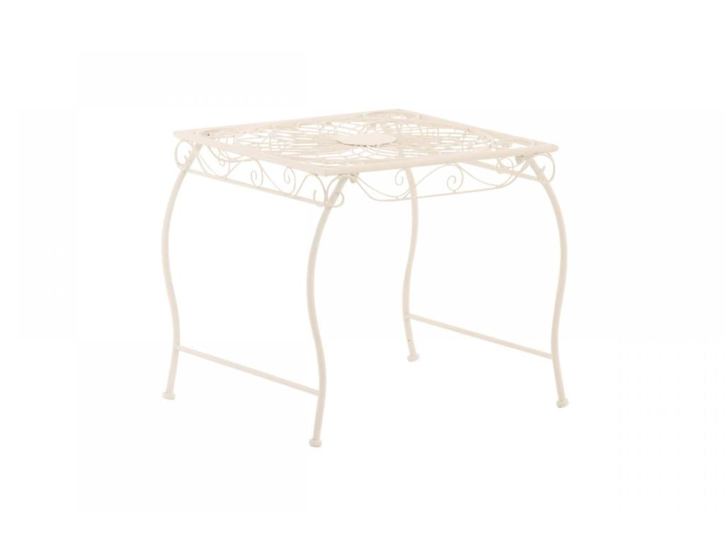 Garden side table - square - Metal - 49x45 cm - White - Elariva VIHG77279