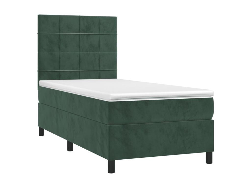 Upholstered bed base with mattress, dark green, 90x200 cm, RSRS12326