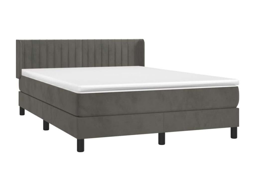 Upholstered bed base and mattress, Dark Grey, 140x200cm, Velvet, IMOJ26368