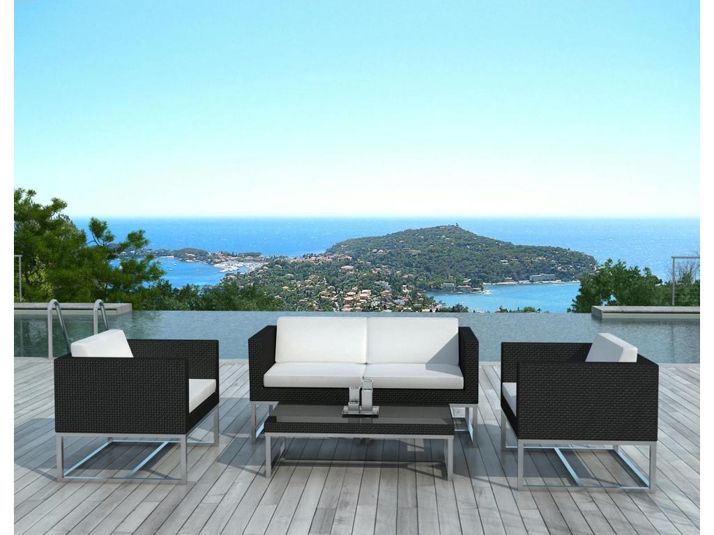 Elariva AQUU15452 Wicker Resin Garden Furniture Set: Armchairs, Sofa, Coffee Table