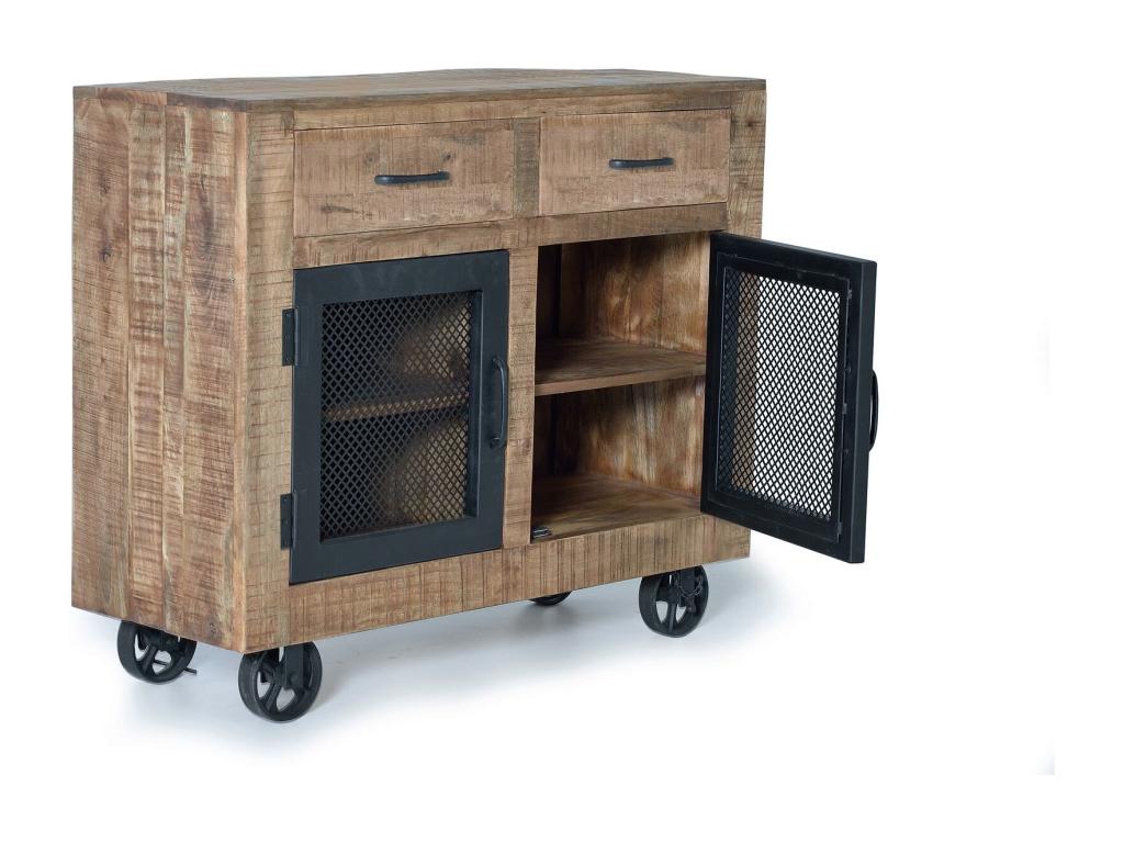 Lysvia mango wood and natural metal sideboard. 85x38x100 DJEZ38550