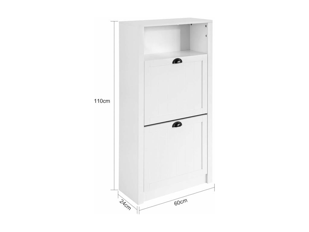Shoe cabinet, shoe storage unit, shoe cabinet with 2 drop-down doors, entryway furniture FSR87-KW KCHP07448