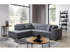 Lysvia 260cm Right-Hand Corner Convertible Sofa in Turquin Blue Fabric and Chrome Finish AOXQ01380