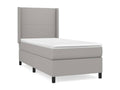 Upholstered bed base with mattress, light grey, 100x200cm, fabric MCQZ36578