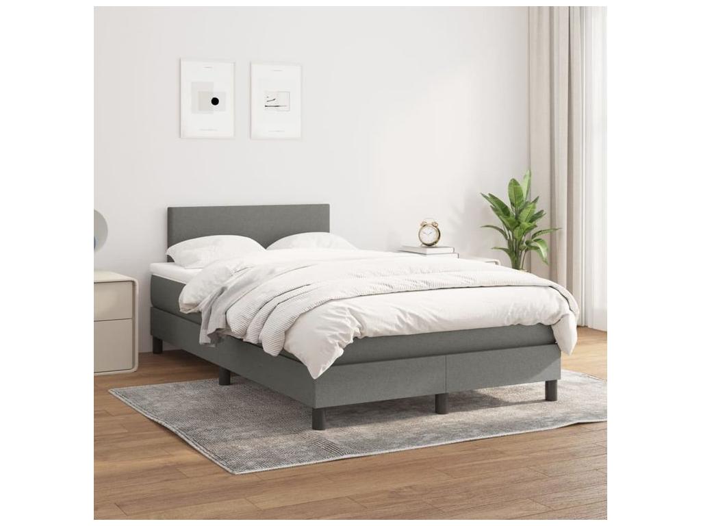 Bed base with mattress, Dark Grey 120x200 Fabric ZJUW91786