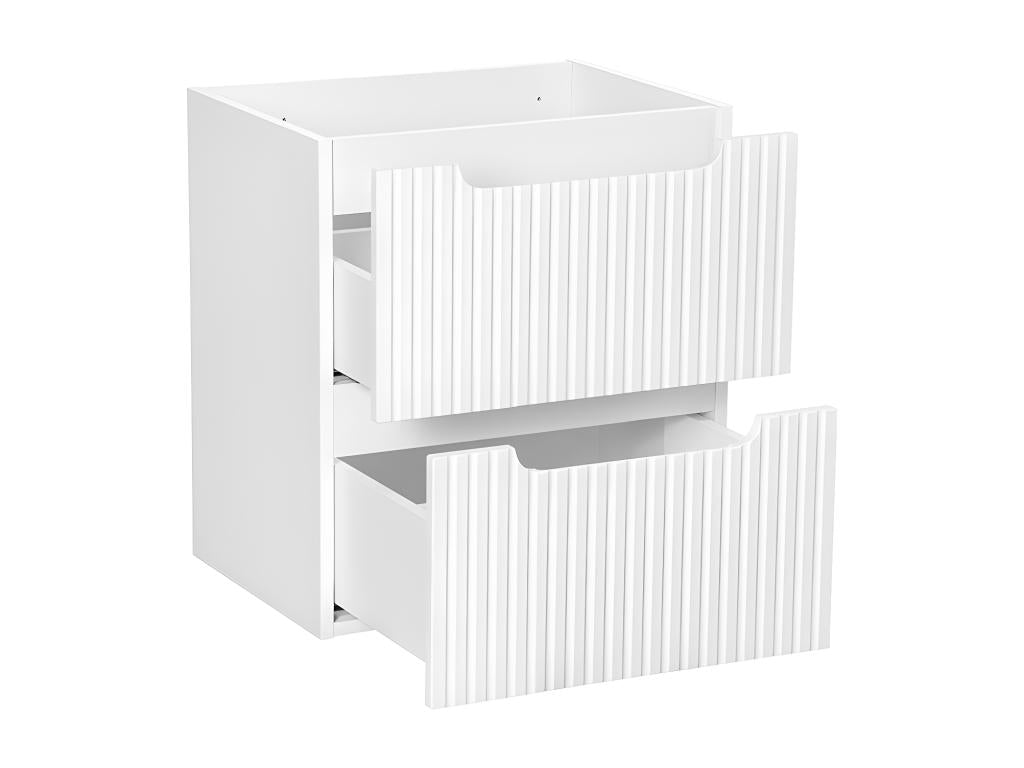 Lysvia White GWTD81096 Single Vanity Unit with Built-in Sink, 50cm, 2 Drawers