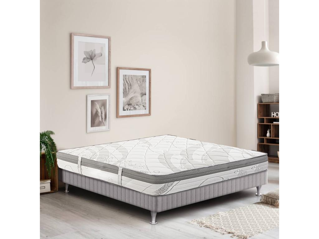 Reversible mattress 160x200 cm with summer/winter side, firm memory foam, independent sleeping zones, 26cm thick, PRXP26751