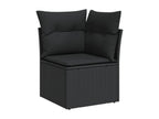 9-piece garden furniture set with cushions, black woven resin ICLC09369