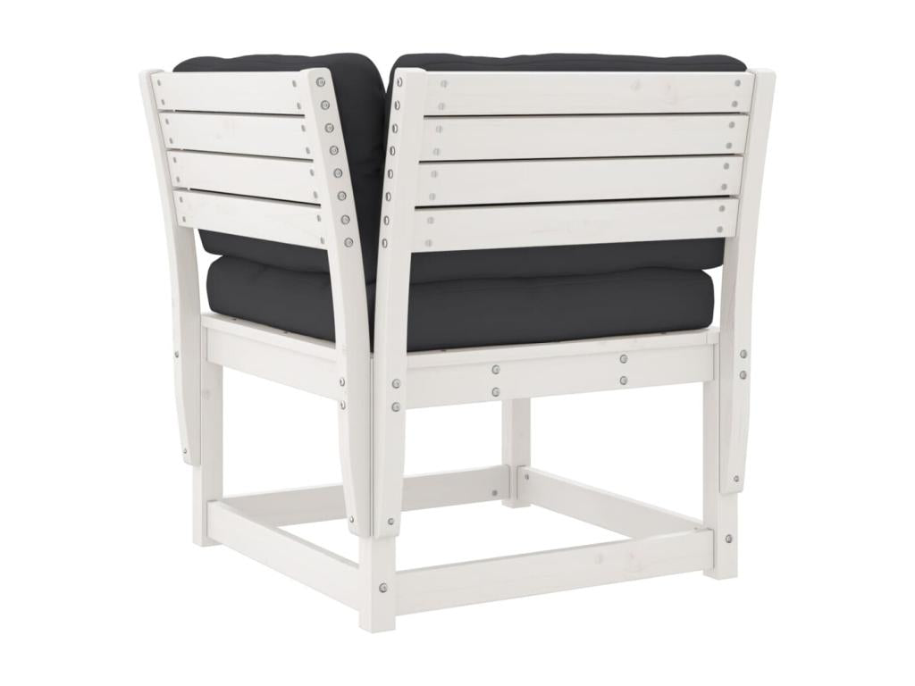 4-piece garden furniture set with cushions, white, solid pine wood JWRI72855