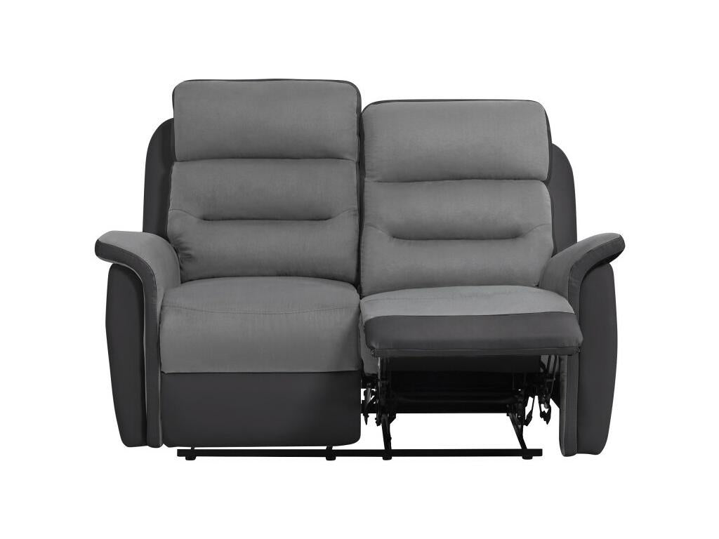 2-Seater Reclining Sofa in Microfiber and Faux Leather - Grey and Black - Elariva LINP78381