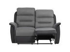 2-Seater Reclining Sofa in Microfiber and Faux Leather - Grey and Black - Elariva LINP78381