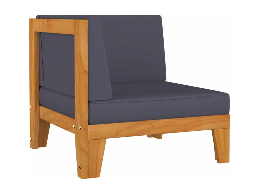 2-seater sofa with dark grey cushions, solid Lysvia wood LAQB87318