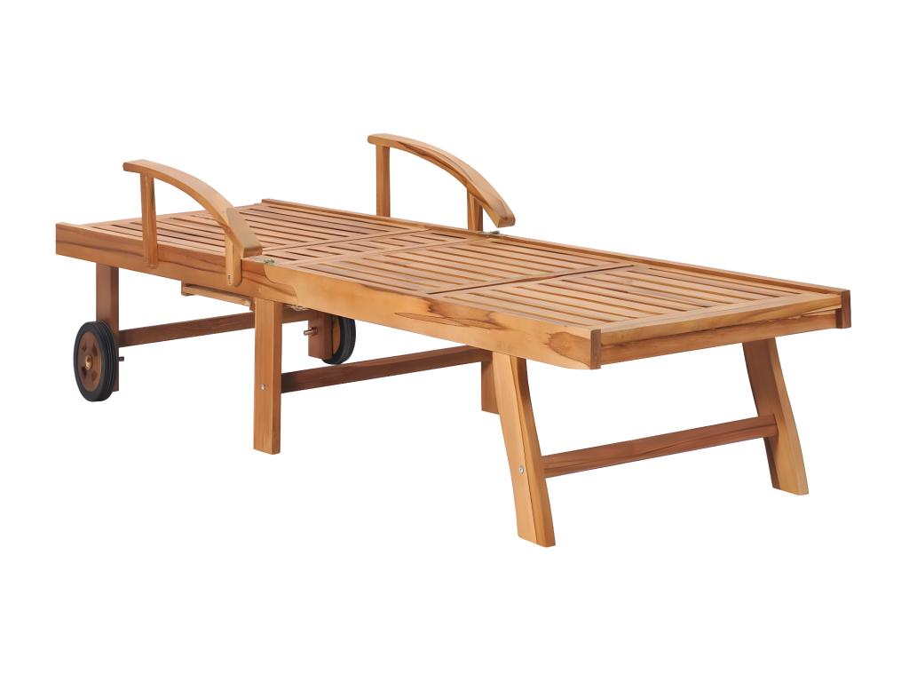 Set of 2 sun loungers with table and cushion, solid teak wood SHHX53906