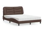 Bed with brown mattress 140x190 cm faux leather VQVG13592