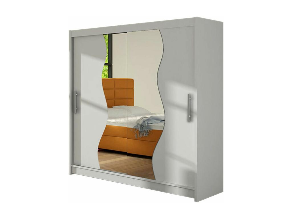 Lysvia 126 White Wardrobe 215x180x58cm Sliding Wardrobe Doors LRXC86331