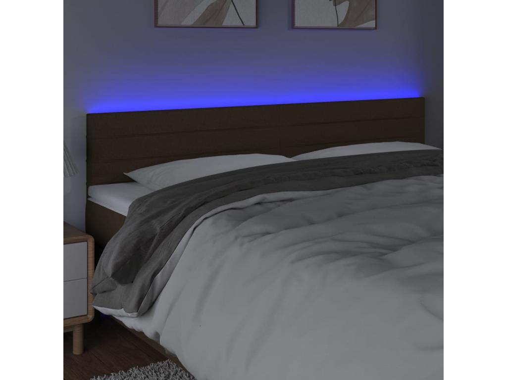 LED Headboard, Dark Brown, 200x5x78/88 cm, Fabric VTWQ73644