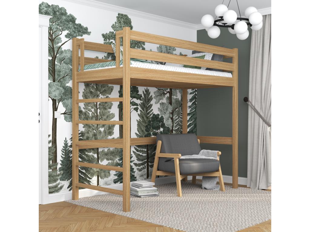 Oak loft bed N01 Natural Oak 80x190 WBIR99616