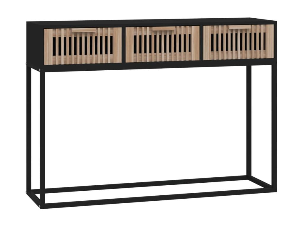 Black console table 105x30x75 engineered wood and iron ICHZ14029