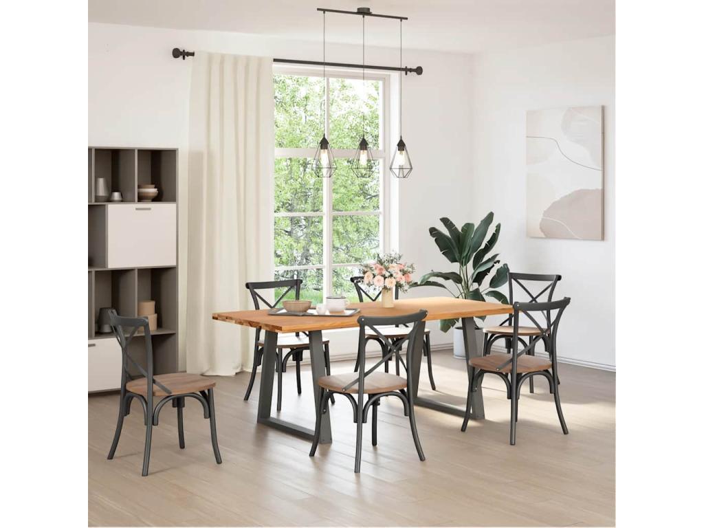 Light brown rectangular solid oak dining table TYWI00784