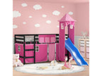 Children's loft bed with tower, mattress not included, pink, 90x200 cm NKWU21819